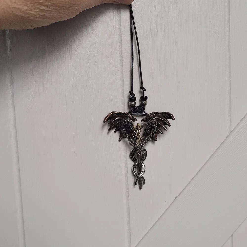 Mystical Dragon Wing Pendant Necklace